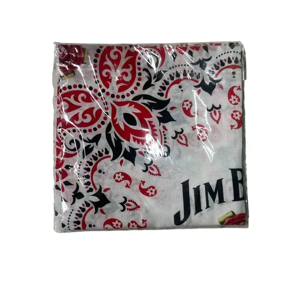 NEW Jim Bean Promo Red White Paisley 22x22 Bandana Handkerchief
